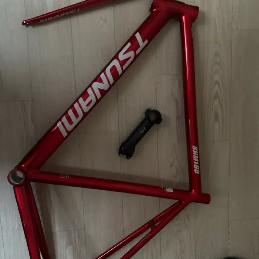 [BUNJANG] Tsunami SNM100 Bicycle Frame (L Size, Red Wine) with Uno Stem (130mm) / 쓰나미 픽시 프레임