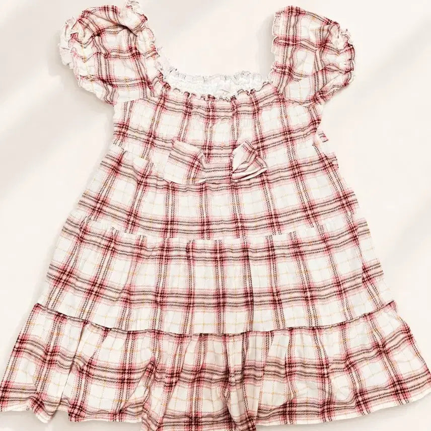 [BUNJANG] LIZ LISA Pink Check Puff Sleeve Mini Dress / 일본 시부야 리즈리사 히메갸루 체크원피스
