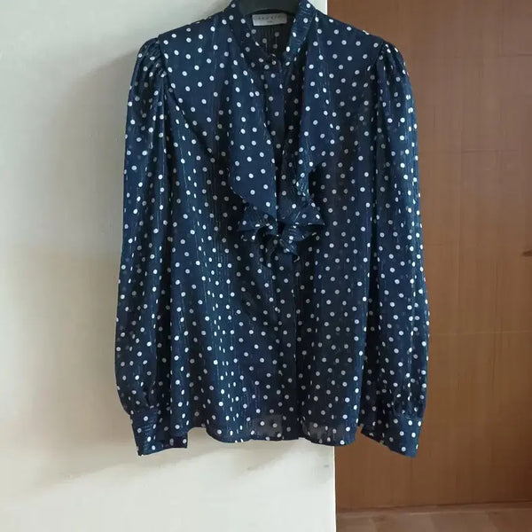 [BUNJANG] Sandro Dot Pattern Ruffle Blouse / 산드로 시스루 도트 패턴  프릴 블라우스