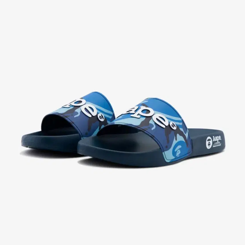 [BUNJANG] AAPE Logo Slide Sandals Blue Camo / [280] 에이프 AAPE 로고 슬라이드 블루 카모