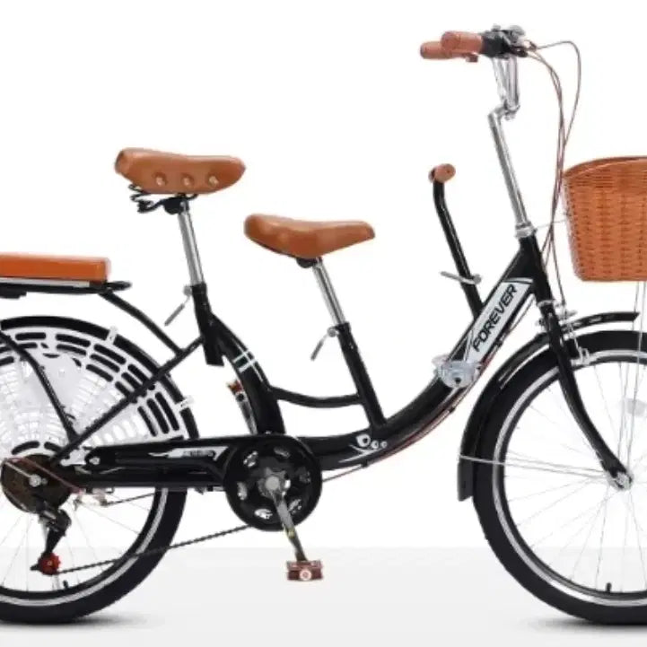 [BUNJANG] Family Tandem Bicycle with Rear Seat and Basket / 패밀리자전거 2인승자전거 아동석자전거 엄마자전거 유아동반자전거 아기자전거 뒷좌석자전거 육아 나들이 어린이 등하원 새제품