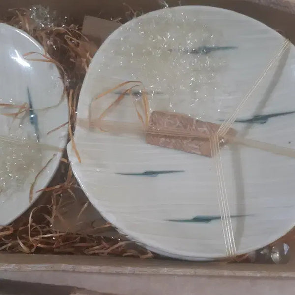 [BUNJANG] 1960s Celadon Porcelain Set - 2 Cups and 5 Saucers / 일본 미사용 컵과 접시 세트