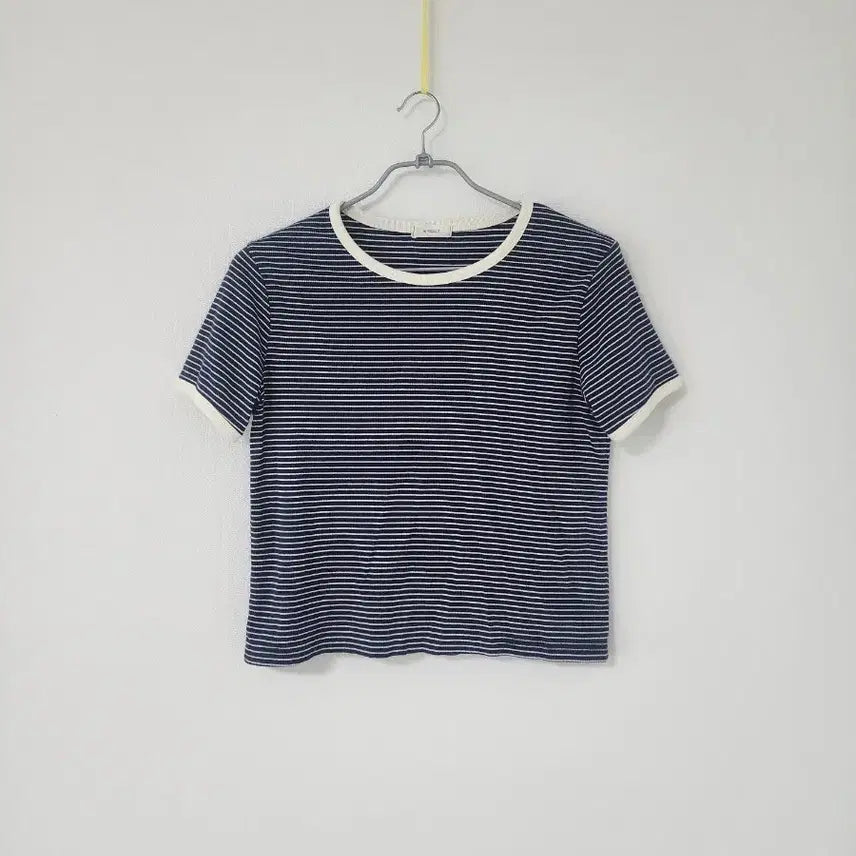[BUNJANG] Navy Stripe Color Block T-Shirt / 네이비 스트라이프 배색 티셔츠