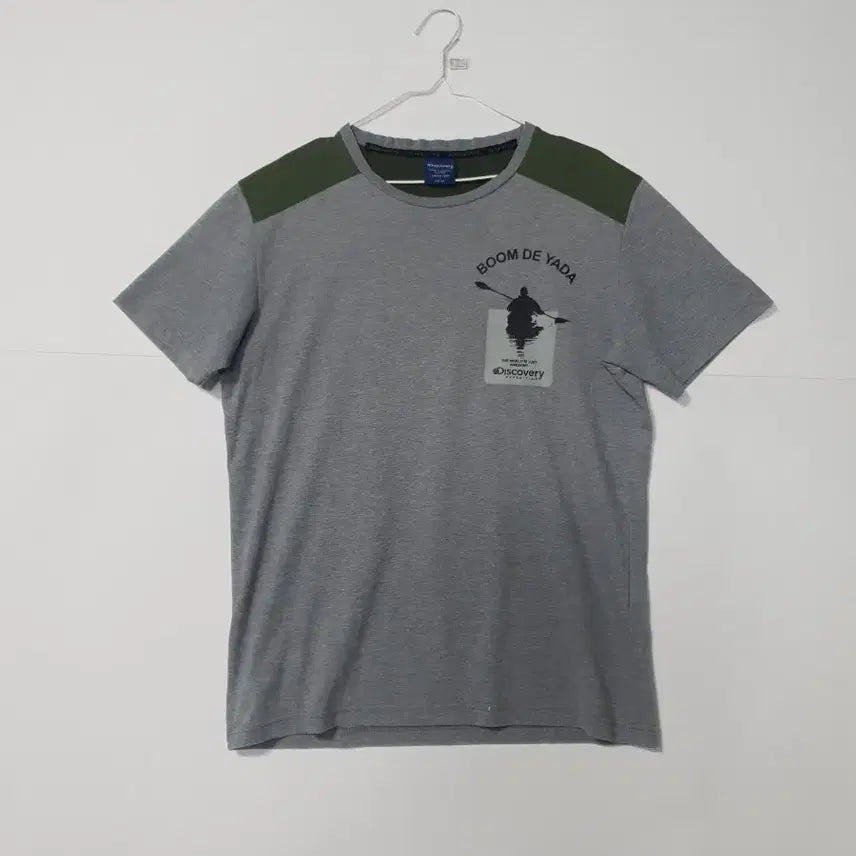 [BUNJANG] Discovery Channel Half Sleeve T-Shirt Khaki/Gray / 디스커버리 반팔 티셔츠 카키/그레이 0196