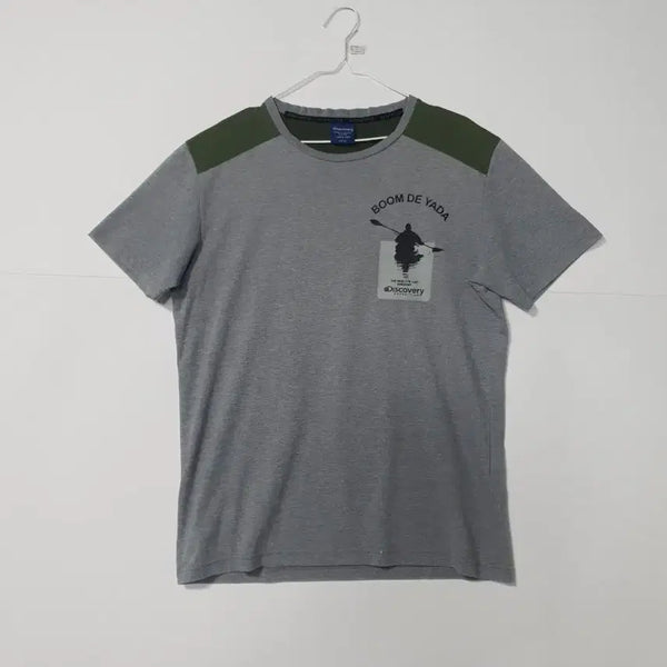 [BUNJANG] Discovery Channel Half Sleeve T-Shirt Khaki/Gray / 디스커버리 반팔 티셔츠 카키/그레이 0196
