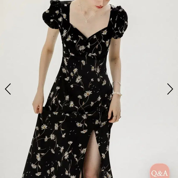 [BUNJANG] Cinciden Black Daisy Long Dress S / 신스덴 블랙 데이지 롱 원피스 S