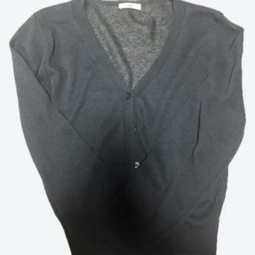 [BUNJANG] V-Neck Long Sleeve Cardigan Black / 브이넥 긴팔 가디건 블랙