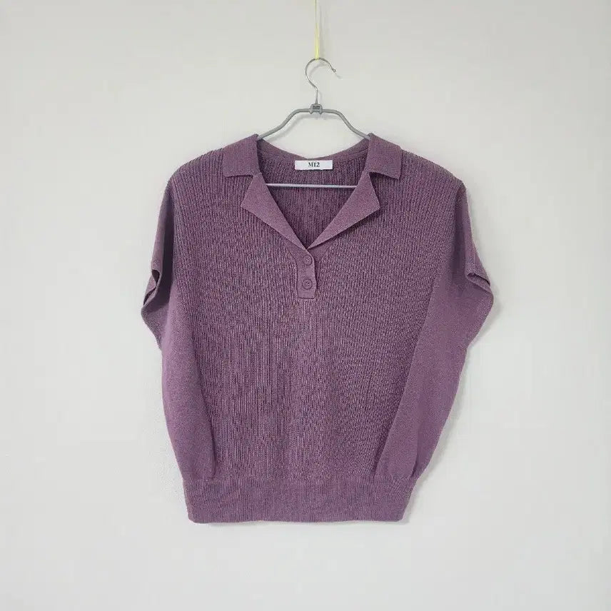 [BUNJANG] MH2 Knit Short Sleeve Polo Shirt Lavender / MH2 니트 반팔 카라티 연보라