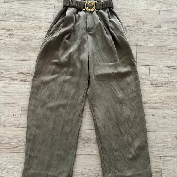 [BUNJANG] ZARA Belted Crinkled Tapered Fit Trousers / 자라 벨트포인트 크링클 테이퍼드핏바지
