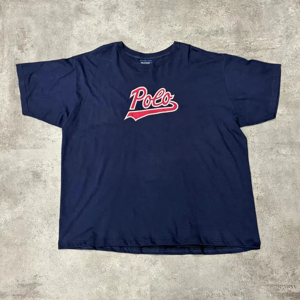 [BUNJANG] Polo Ralph Lauren 90s USA Made Script Logo Short Sleeve T-Shirt Navy / 90s 폴로 스포츠 랄프로렌 USA Made 스크립트 로고 반팔티 네이비