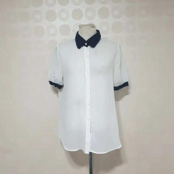 [BUNJANG] Sislu Chiffon Blouse - White (55) / 시슬루 흰블라우스55 쉬폰블라우스55 흰남방55