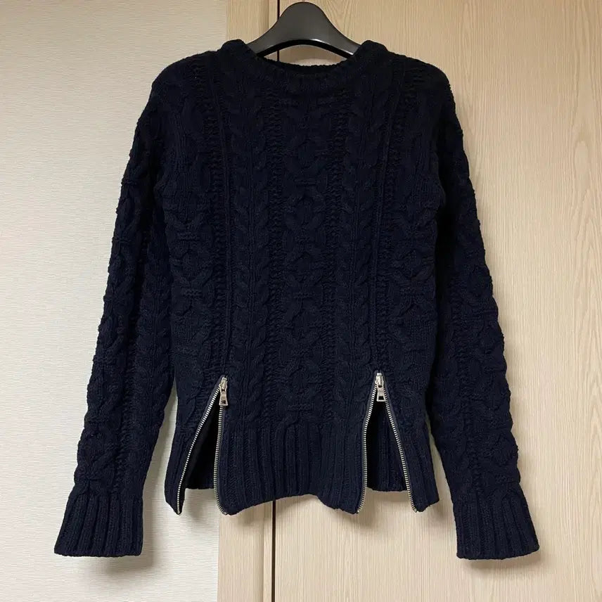 [BUNJANG] Zipper Cable Knit Sweater / 지퍼 케이블 니트