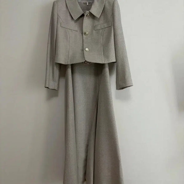 [BUNJANG] MICHAA Jacket and Skirt Set (Size 55) - Light Grey / 미샤 자켓 스커트 세트 55