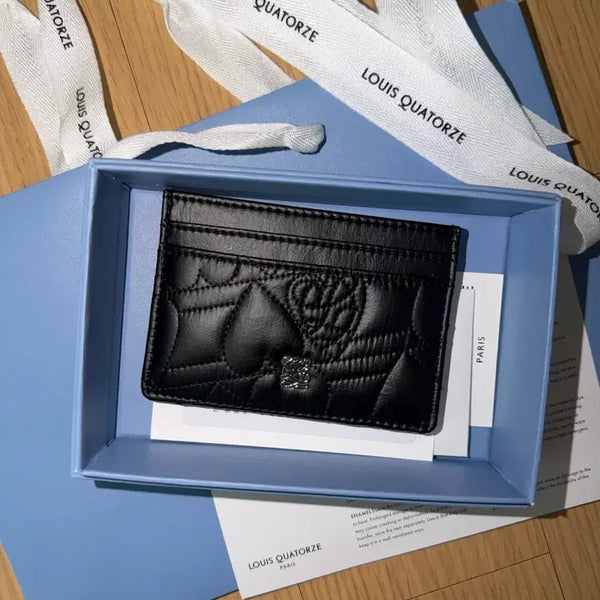 [BUNJANG] Louis Quatorze Heart Collection Quilting Card Holder Black / <새상품>루이까또즈 여성 하트컬렉션 퀼팅 카드홀더 블랙
