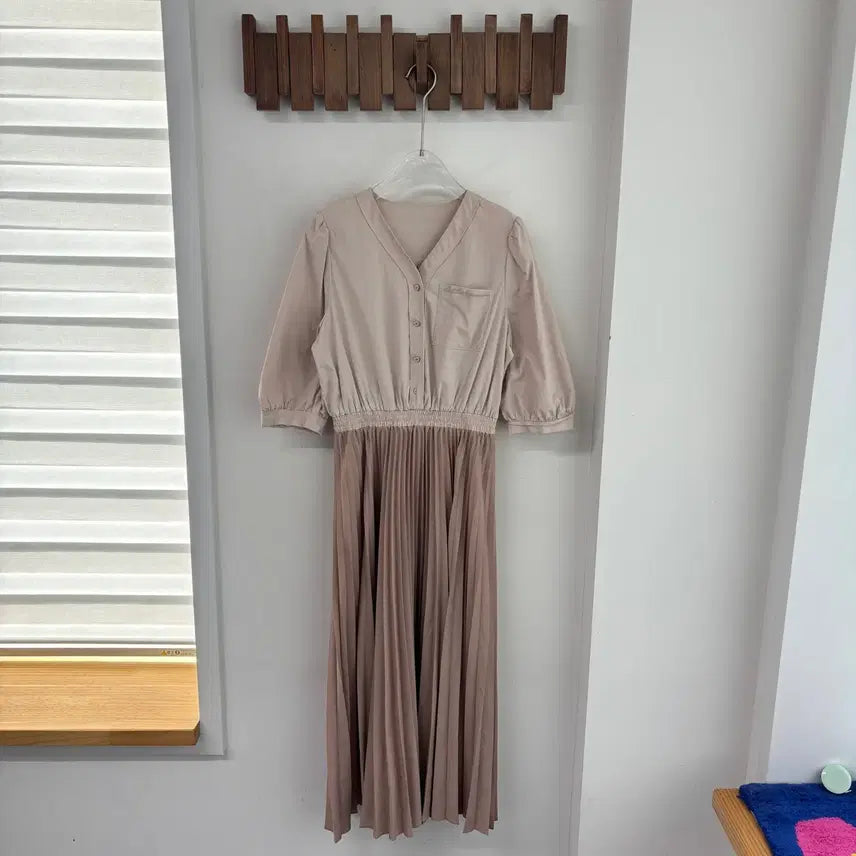 [BUNJANG] Duel Pleated Long Dress / 듀엘 반팔 플리츠 롱 원피스