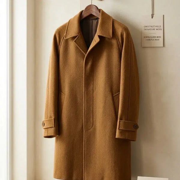 [BUNJANG] Brown Balmacaan Coat (Size L-XL) / 역시즌) 브라운 발마칸 코트 프리사이즈 (L~XL추정)