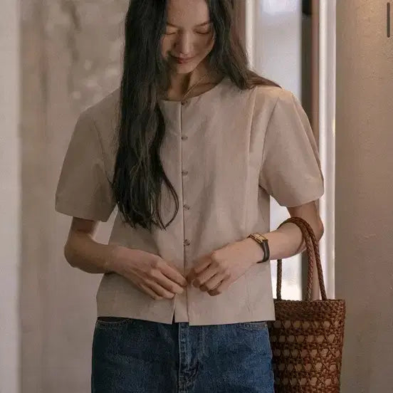 [BUNJANG] TILLIDAI TISU01BL04 Beige Blouse Free Size / 틸아이다이 TISU01BL04 베이지 블라우스 프리사이즈