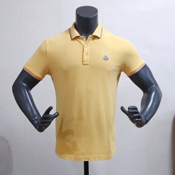 [BUNJANG] Moncler Short Sleeve Polo Shirt Yellow 100 Authentic / 몽클레어 반팔 카라티 옐로우 100 정품