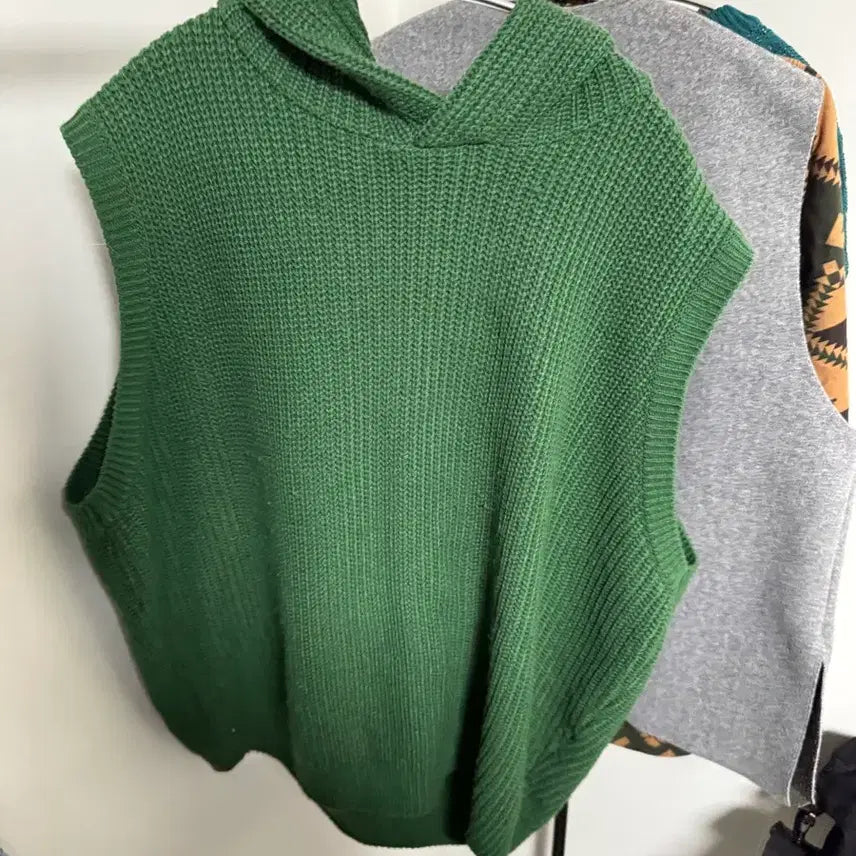 [BUNJANG] Green Hooded Knit Sweater / 후드 니트