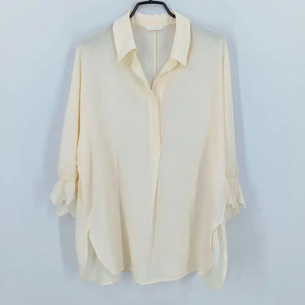 [BUNJANG] ENCC Summer 7-Sleeve Semi-Batwing Blouse / 이엔씨 여 여름 7부 반버튼 루즈핏 블라우스 살구85 (HU46241)
