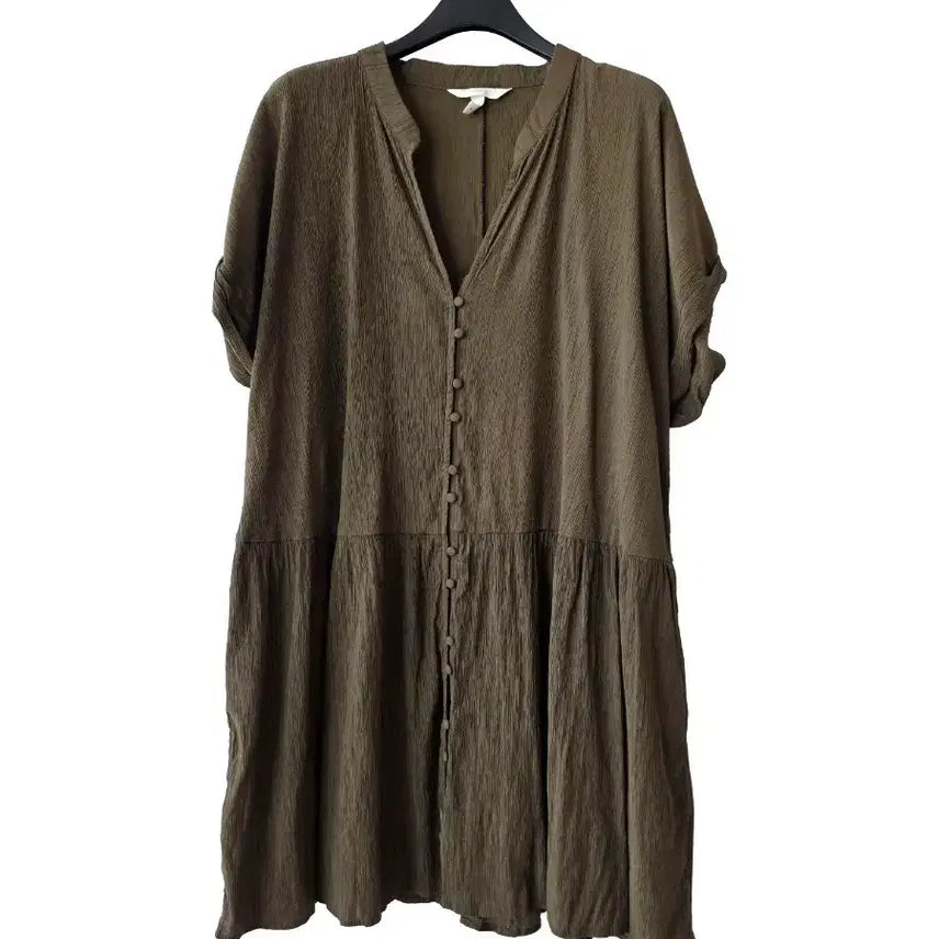[BUNJANG] H&M Khaki Viscose Blend Mini Dress / L/H&M 카키 요루 미니원피스