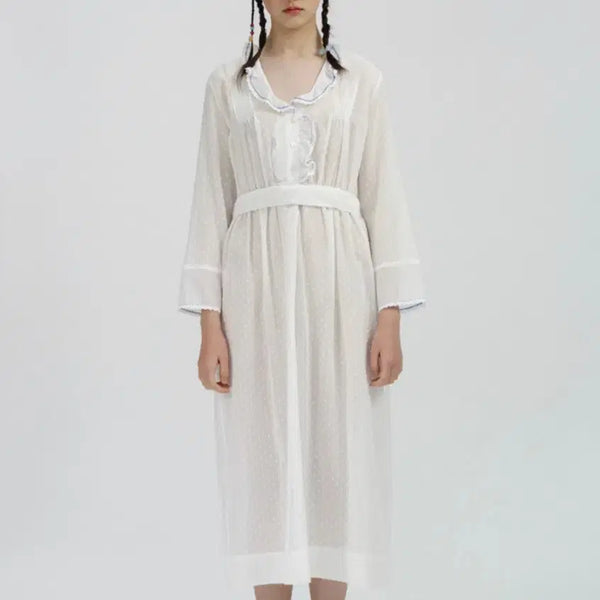 [BUNJANG] Via Plain Frill Dress / 비아플레인 프릴 넥 롱 드레스