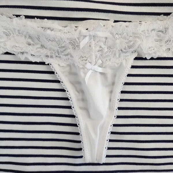 [BUNJANG] White Lace Women's Thong Panties / (중고) 화이트 레이스 여성 티팬티