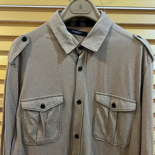 [BUNJANG] Burberry Men's Light Brown Cotton Long Sleeve Polo Shirt / 버버리 남성 연브라운 코튼긴팔셔츠 카라티셔츠