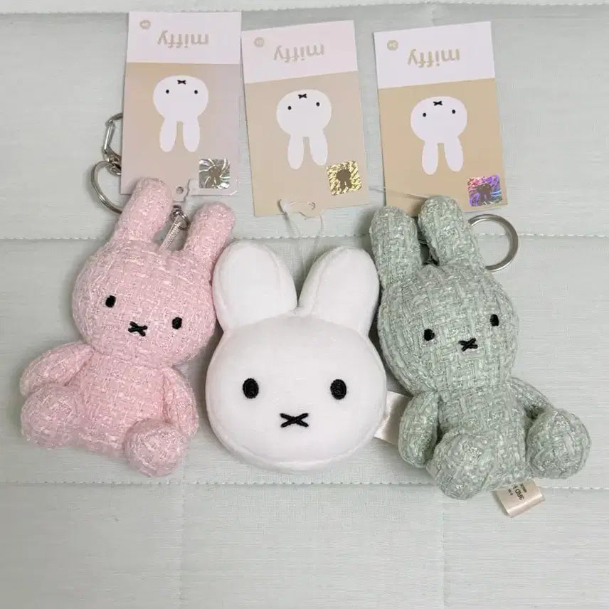 [BUNJANG] Miffy Tweed & Face Keyring Set / 미피 트위드 & 얼굴 키링 3종 일괄 판매