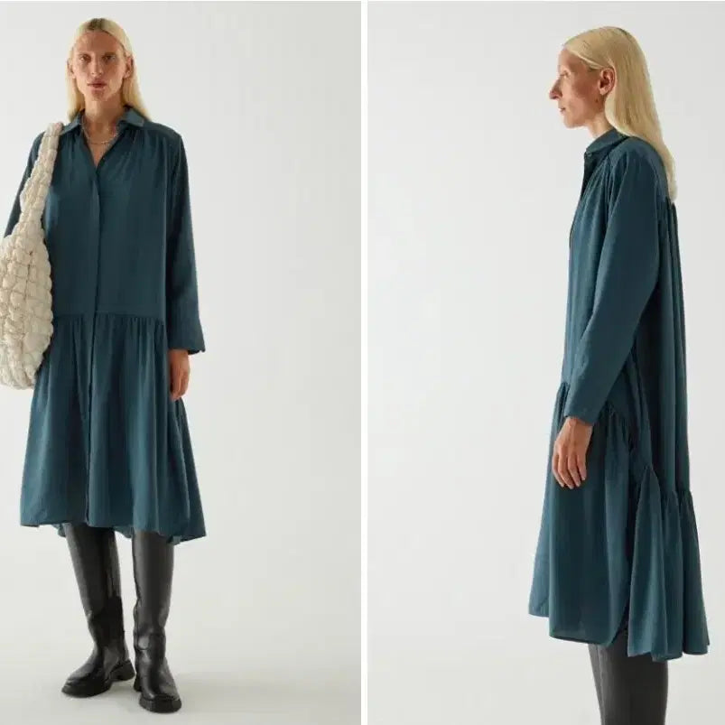 [BUNJANG] COS Long Shirt Dress Deep Green / 코스 셔츠 롱 원피스 55-66