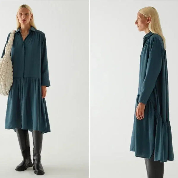 [BUNJANG] COS Long Shirt Dress Deep Green / 코스 셔츠 롱 원피스 55-66