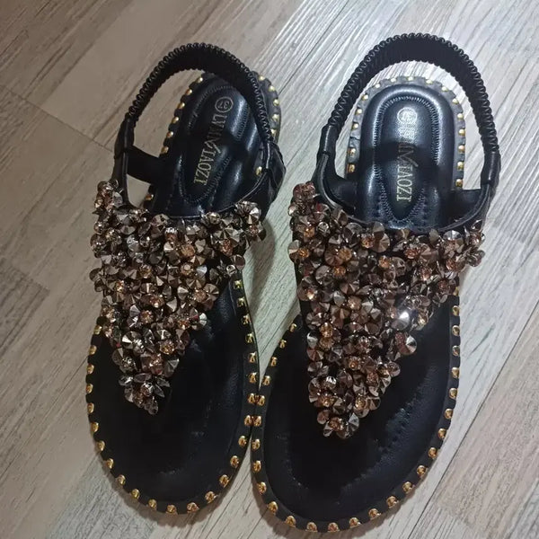 [BUNJANG] Rialage Cubic Embellished Sandals / 리아비아지 큐빅 장식 샌들