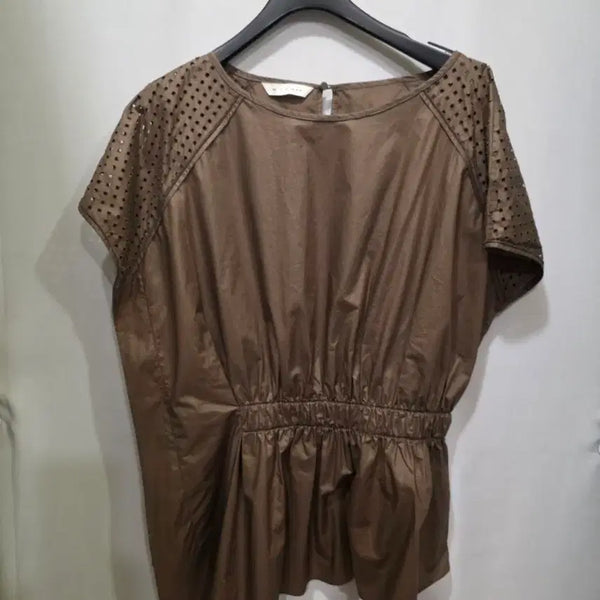 [BUNJANG] Miya Brown Punching Blouse - Size 77 / 미샤 브라운 펀칭 블라우스77사이즈