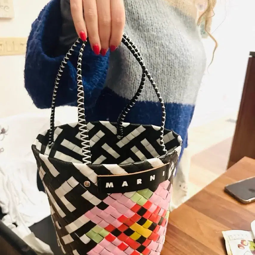 [BUNJANG] Marni Market Cylinder Bag Black & White / [새상품] 마르니 마켓백 블랙앤화이트 원통백