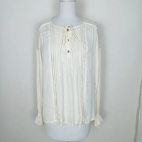 [BUNJANG] Time Seethrough Lace Blouse Ivory / 타임/봄 여름 시스루 레이스 블라우스 여55 S/라덴