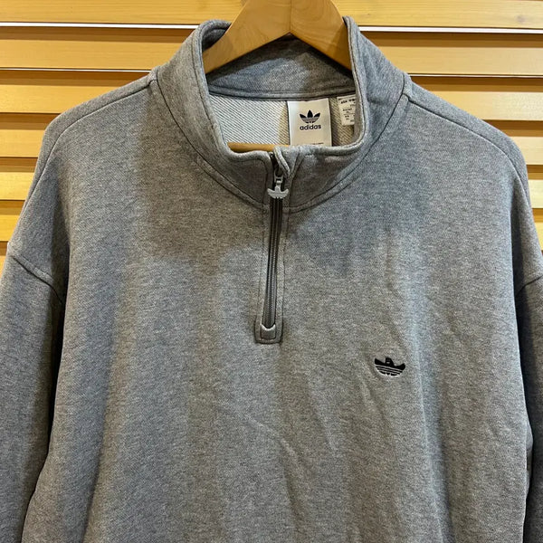 [BUNJANG] Adidas Men's Grey Half-Zip Long Sleeve T-Shirt XL / 아디다스 남성 그레이 반집업티셔츠 긴팔티셔츠 XL