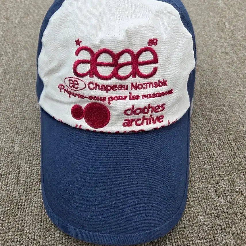 [BUNJANG] AEAE Logo Embroidered Navy White Ball Cap / aeae 에이이에이이 모자 네이비 화이트 캡 볼캡