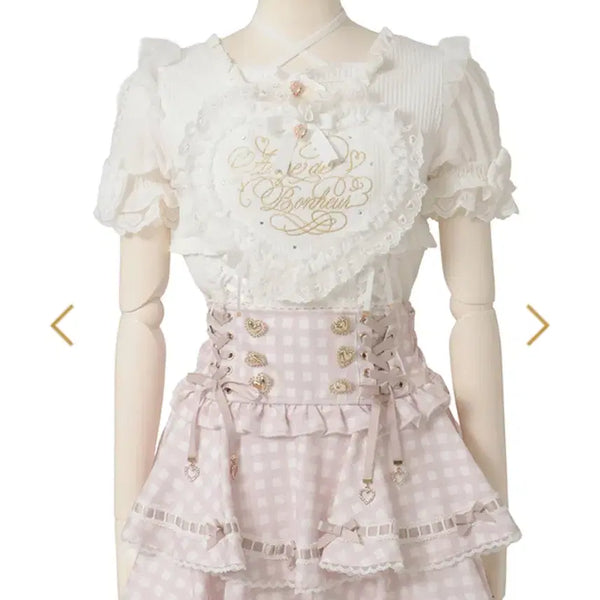 [BUNJANG] Lizlisa Frill Heart Ribbon Sleeve Blouse / 리즈히사 프릴 하트 리본 슬리브 탑 블라우스