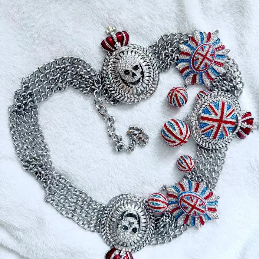 [BUNJANG] Butler & Wilson Vintage Union Jack Crown Skull Belt / 지디템 버틀러앤윌슨 빈티지 유니언잭 크라운 스컬 벨트