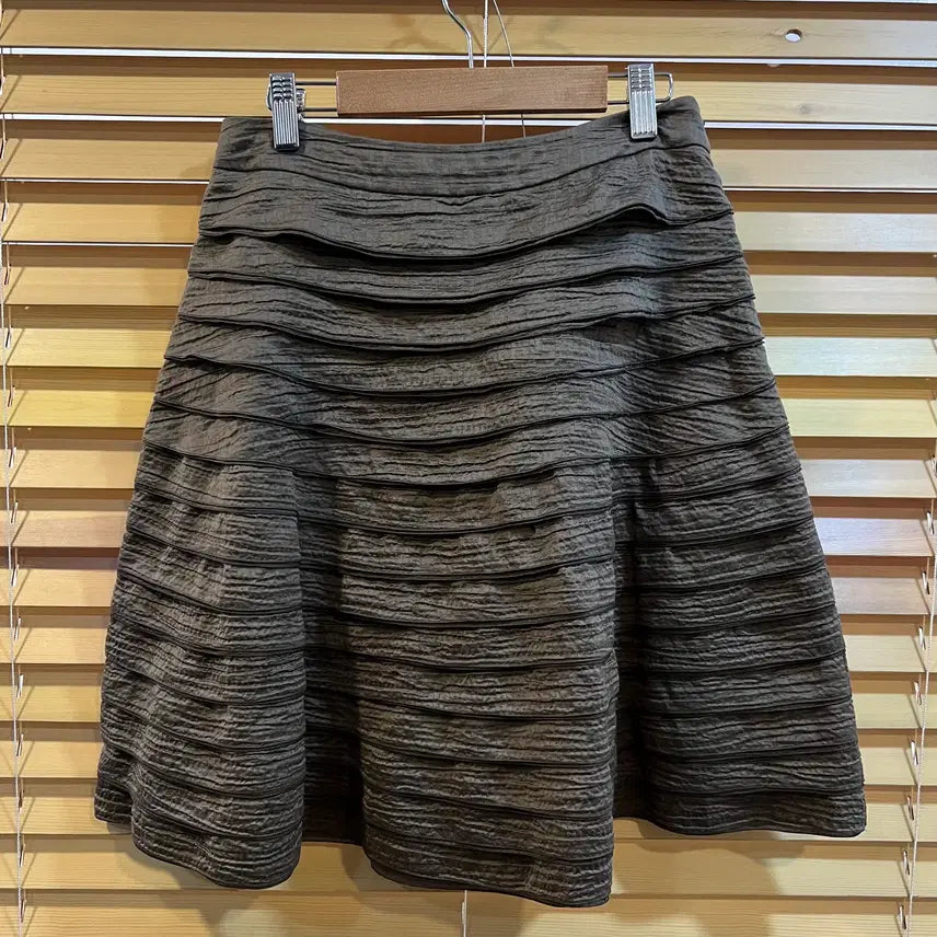 [BUNJANG] Misha Women's Gold Brown Silk Ruffle Mini Skirt / 미샤 여성 골드브라운 실크 캉캉스커트 미니스커트