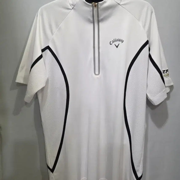 [BUNJANG] Callaway Golf Short Sleeve Zip Polo Shirt White / 캘러웨이 골프 반팔 셔츠 흰색