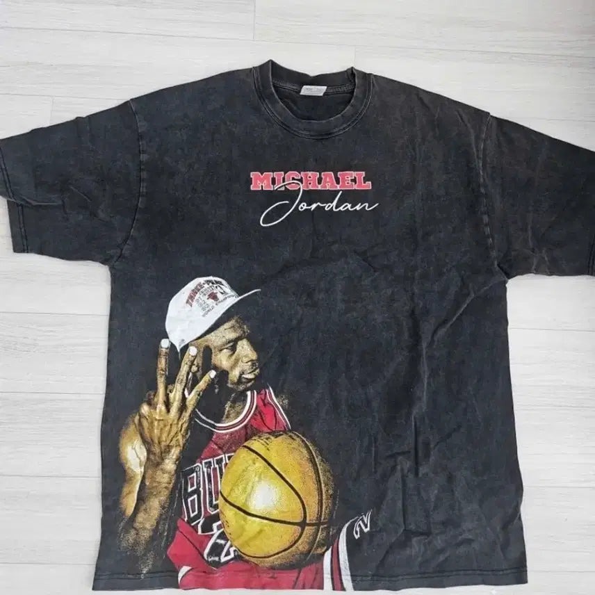 [BUNJANG] Michael Jordan Big Printing Stonewashed Short Sleeve T-Shirt XL / 마이클 조던 빅프린팅 스톤워싱 반팔티셔츠