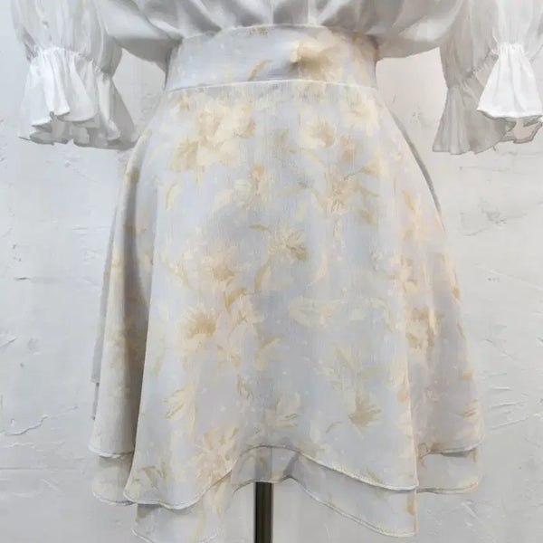 [BUNJANG] Floral Chiffon Mini Skirt / 플로럴 쉬폰 스커트