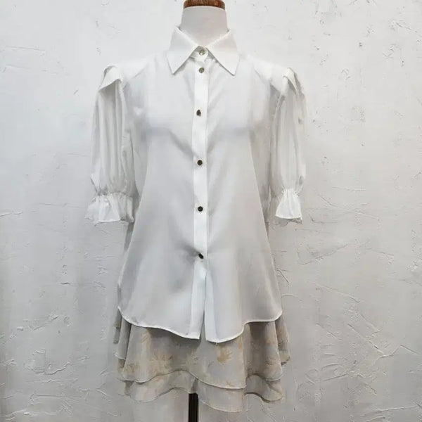 [BUNJANG] Satin Puff Sleeve Shirt / 새틴 퍼프소매 셔츠