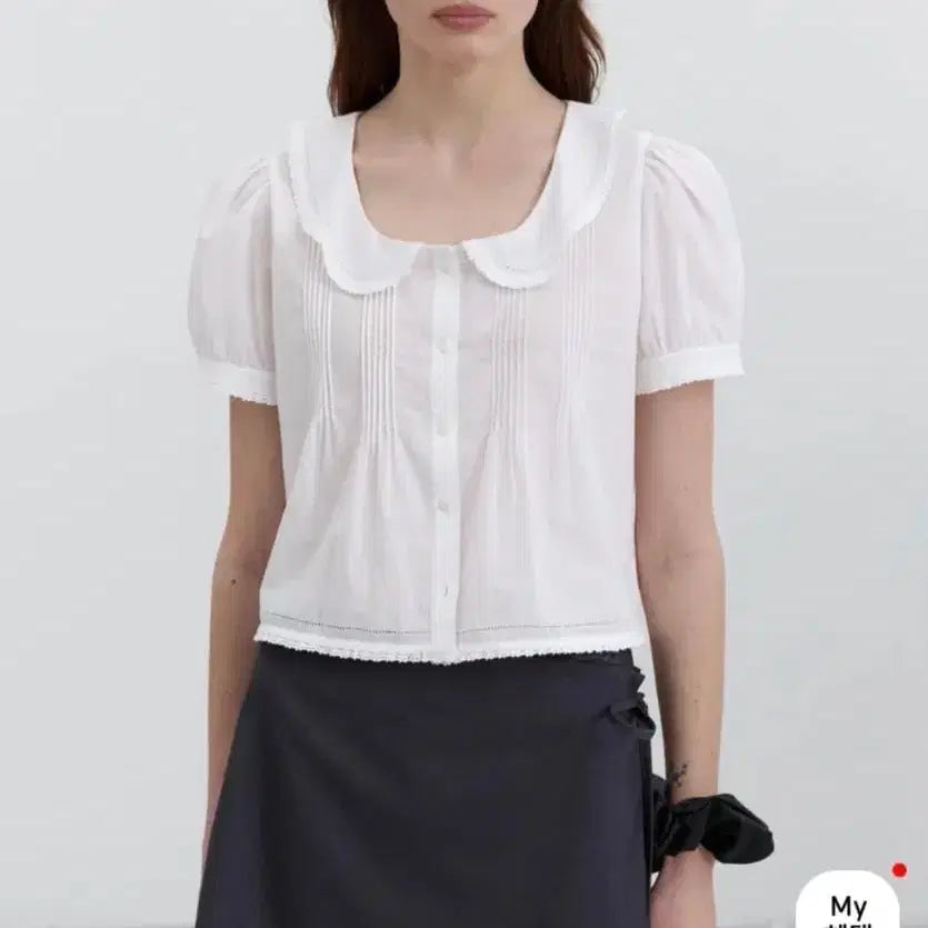 [BUNJANG] Dunst White Lace Puff Sleeve Blouse / 던스트 화이트 레이스 블라우스 55-66