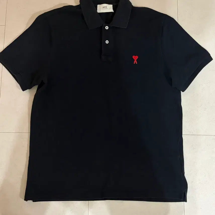 [BUNJANG] AMI Black Polo T-shirt BFHPL001.760 XL / 아미 (AMI) 카라티셔츠 BFHPL001.760 xl사이즈