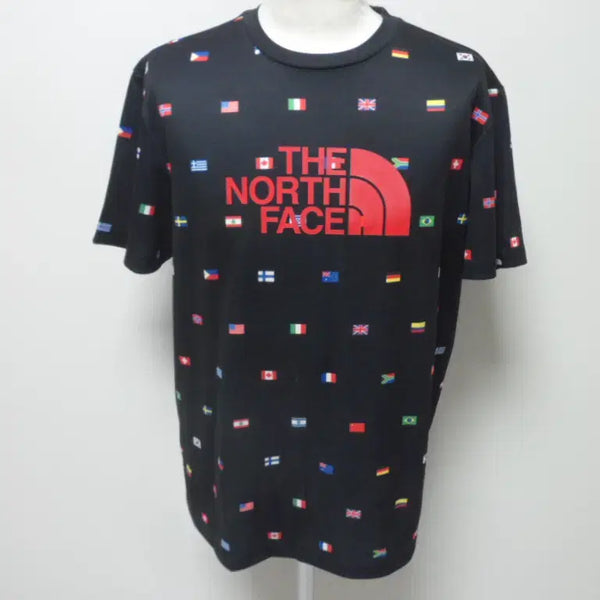 [BUNJANG] The North Face Men's World Flag Graphic T-Shirt Black / 노스페이스/남성/세계국기/일상복/반팔/라운드 티셔츠/100/새제품