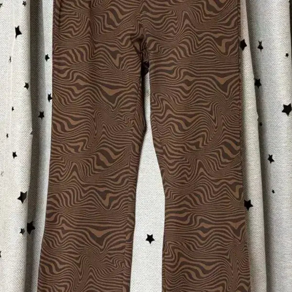 [BUNJANG] H&M Ripple Pattern Brown Bootcut Pants L / h&m 물결 패턴 브라운 부츠컷 바지 L 새상품