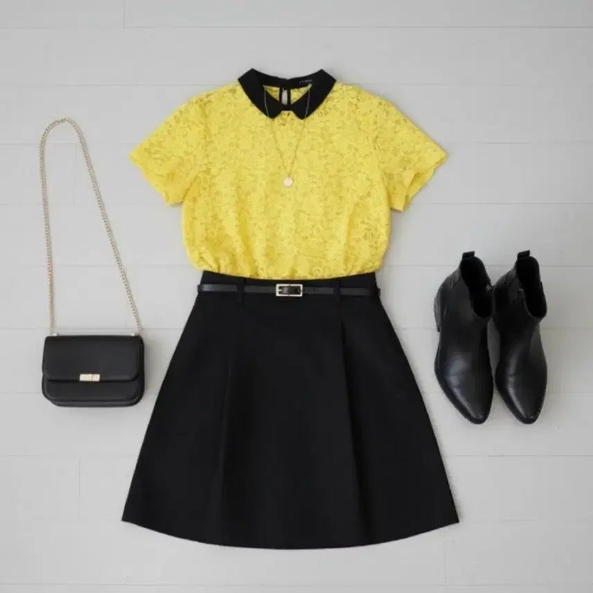[BUNJANG] Zara Women's Lace Sheer Short Sleeve Blouse Yellow / 55 새상품 자라 여성 블라우스 레이스 시스루 노랑 노란색 반팔 새제품