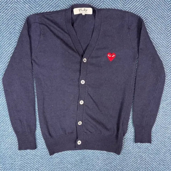 [BUNJANG] Comme des Garçons Play Navy Heart Cardigan (M) / 꼼데가르송 플레이 가디건 네이비 하트 m